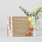 Fox Woodland Birch Tree Baby shower Kaart (Staand voorkant)