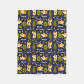 Fox Woodland Blue Fleece Deken (Voorkant)
