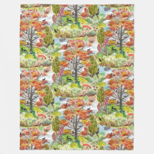 Fox Woodland Cabincore Blanket Fleece Deken