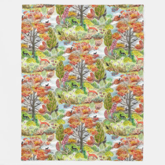 Fox Woodland Cabincore Blanket Fleece Deken