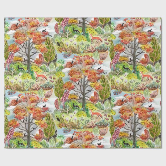 Fox Woodland Cabincore inpakpapier (Vlak)