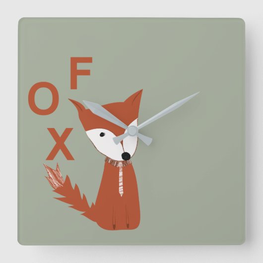 Fox Woodland Creature Vierkante Klok (Voorkant)
