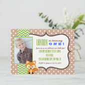 Fox Woodland First Birthday Party Invitation Kaart (Staand voorkant)