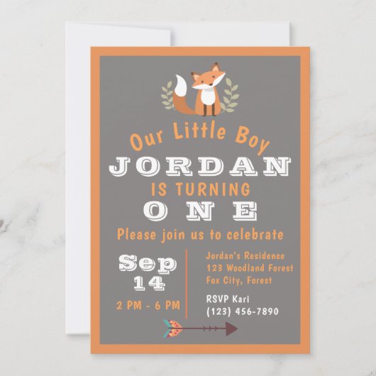 Fox Woodland Forest Critters Boho Kids Birthday Kaart (Voorkant)
