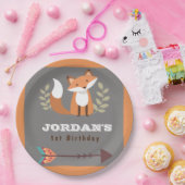 Fox Woodland Forest Critters Boho Kids Birthday Papieren Bordje (Feest)
