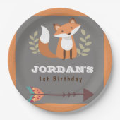 Fox Woodland Forest Critters Boho Kids Birthday Papieren Bordje (Voorkant)