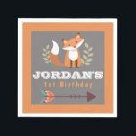 Fox Woodland Forest Critters Boho Kids Birthday Servet<br><div class="desc">Woodland-themanapkin voor je kleine jongen,  ontworpen voor een simpele verjaardagsfeestje voor het thema vossen. Bewerk deze sjabloon in je eigen smaak.</div>