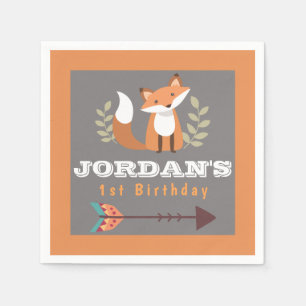 Fox Woodland Forest Critters Boho Kids Birthday Servet