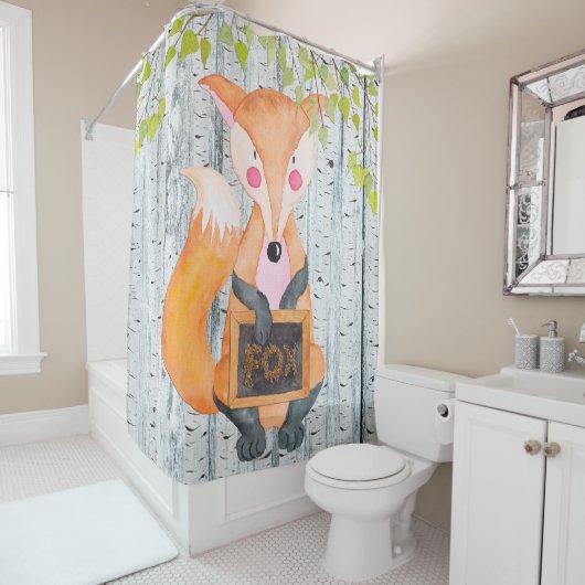 Fox- Woodland Friends - illustratie van de Waterve Douchegordijn (In situ)