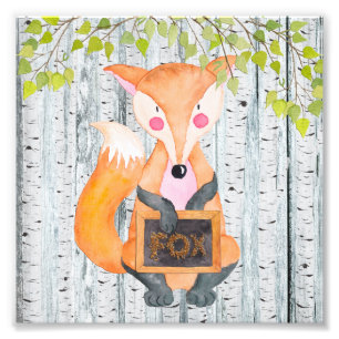 Fox- Woodland Friends - illustratie van de Waterve Foto Afdruk
