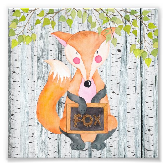 Fox- Woodland Friends - illustratie van de Waterve Foto Afdruk (Voorkant)