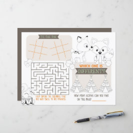 Fox Woodland Kinder Placemat Activiteit Spel Blad