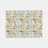 Fox Woodland Light Blue Fleece Deken (Voorkant (Horizontaal))