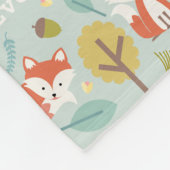 Fox Woodland Light Blue Fleece Deken (Hoek)
