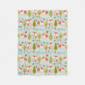 Fox Woodland Light Blue Fleece Deken (Voorkant)