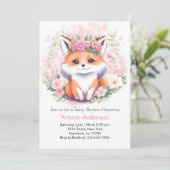 Fox Woodland Meadow Boho Meisje Baby shower Kaart (Staand voorkant)