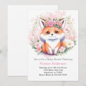 Fox Woodland Meadow Boho Meisje Baby shower Kaart (Voorkant / Achterkant)