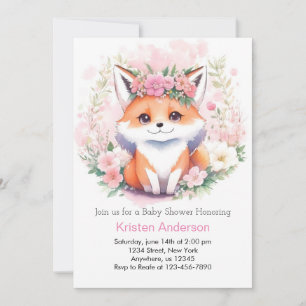 Fox Woodland Meadow Boho Meisje Baby shower Kaart