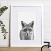 Fox Woodland Modern Portret zwart wit Poster
