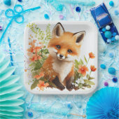 Fox Woodland verjaardagsfeestje Baby shower Papieren Bordje (Feest)