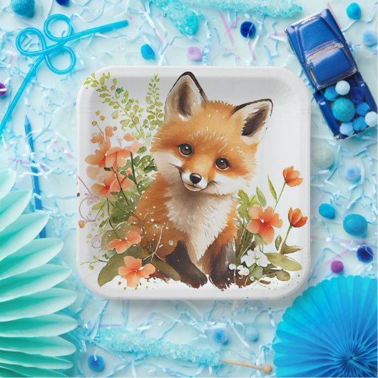 Fox Woodland verjaardagsfeestje Baby shower Papieren Bordje (Feest)