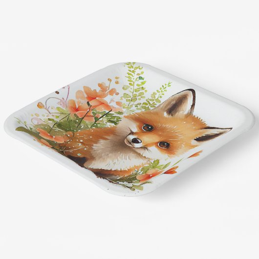 Fox Woodland verjaardagsfeestje Baby shower Papieren Bordje (Gebogen)