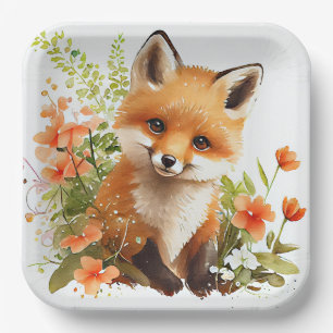 Fox Woodland verjaardagsfeestje Baby shower Papieren Bordje