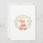 Fox Woodland Wild One Birthday Party Invitation Kaart (Achterkant)