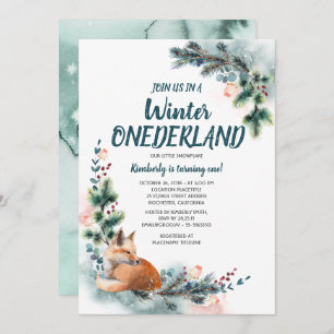 Fox Woodland Winter Onederland Baby Verjaardagsfee Kaart