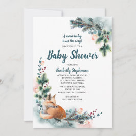 Fox Woodland Winter Wonderland Baby shower Kaart