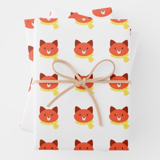 Fox Wrapping Papier Flat Sheet Set van 3 Inpakpapier Vel (In situ)