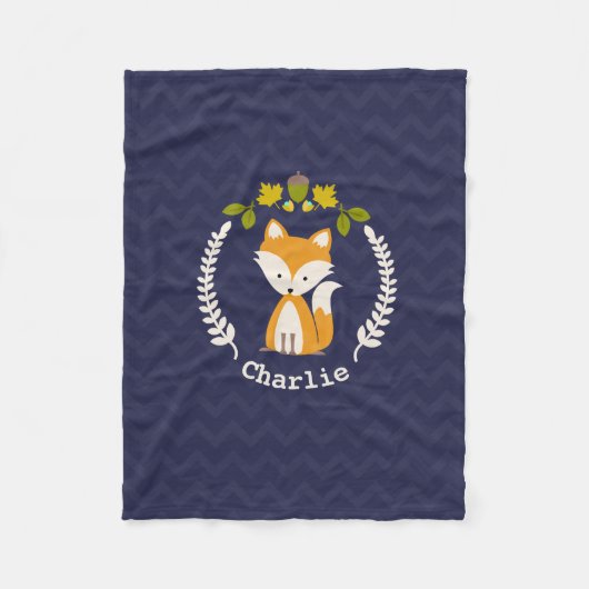 Fox Wreath Chevron Kinder Fleece Blanket (Voorkant)