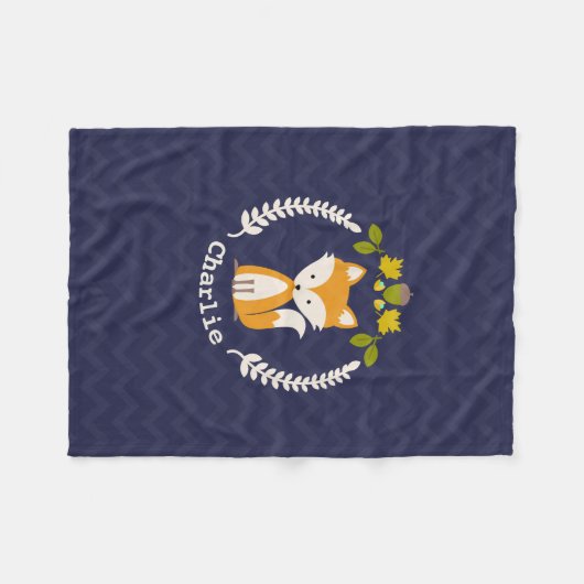 Fox Wreath Chevron Kinder Fleece Blanket Deken (Voorkant (Horizontaal))