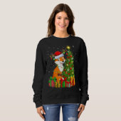 Fox Xmas Holiday Santa Fox Christmas Tree Trui (Voorkant volledig)