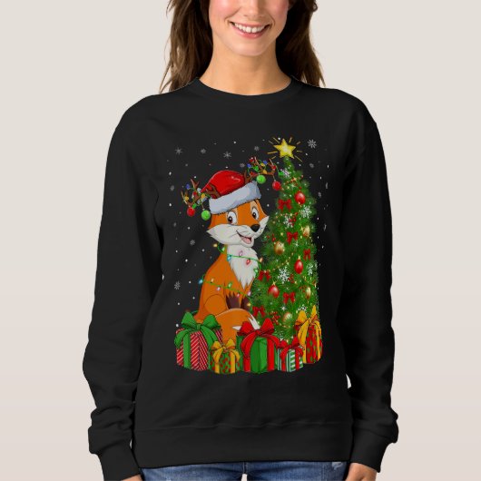 Fox Xmas Holiday Santa Fox Christmas Tree Trui (Voorkant)