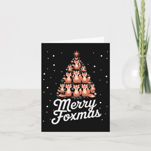 Fox Xmas Tree Foxes Kerstboom Merry Foxmas Kaart (Voorkant)