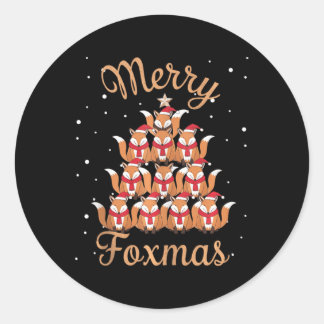 Fox Xmas Tree Foxes Kerstboom Tanktop Ronde Sticker