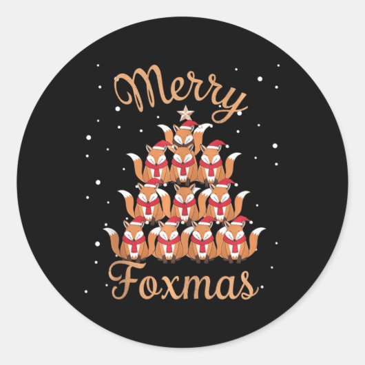 Fox Xmas Tree Foxes Kerstboom Tanktop Ronde Sticker (Voorkant)