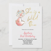 Fox Ze is een Wild One verjaardagsuitnodiging Kaart (Voorkant)
