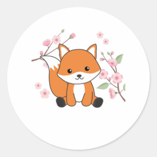 Fox zoete dieren voor kawaii-koeien ronde sticker