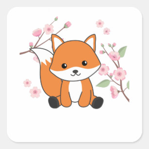Fox zoete dieren voor kawaii-koeien vierkante sticker
