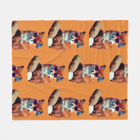 Fox Zonnebril Vlinder Fleece Deken (Voorkant (Horizontaal))