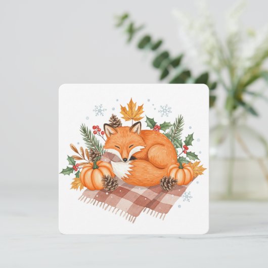 Foxand pumpkins thanksgiving card  kaart (Staand voorkant)
