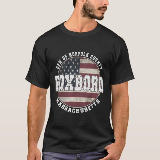 Foxboro Massachusetts Amerikaanse vlag T-shirt (Voorkant)