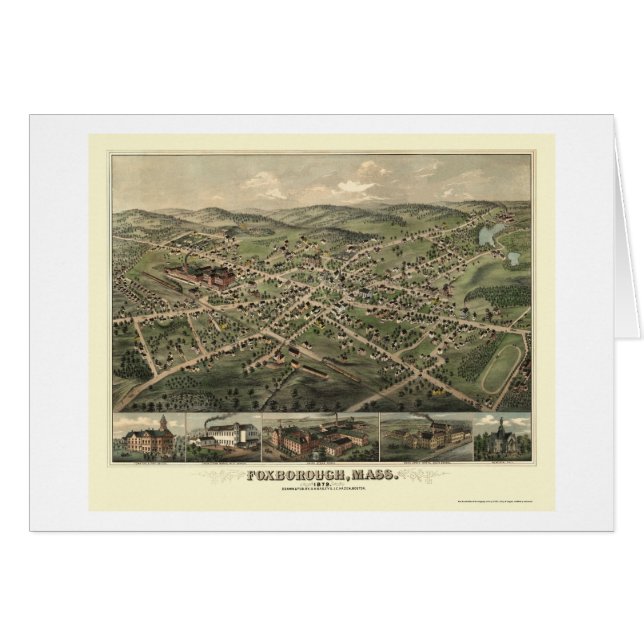 Foxborough, MA Panoramic Map - 1879 (Voorkant Horizontaal)