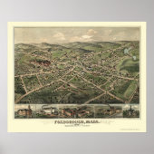 Foxborough, MA Panoramic Map - 1879 Poster (Voorkant)