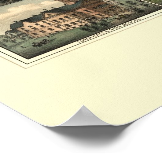 Foxborough, MA Panoramic Map - 1879 Poster (Hoek)