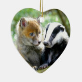 Foxcub en Badger Cute! Keramisch Ornament (Rechts)