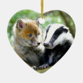Foxcub en Badger Cute! Keramisch Ornament (Voorkant)