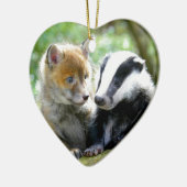 Foxcub en Badger Cute! Keramisch Ornament (Links)
